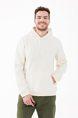 2AS Oliver Erkek Kapüşonlu Sıfır Yaka Sweatshirt Beyaz