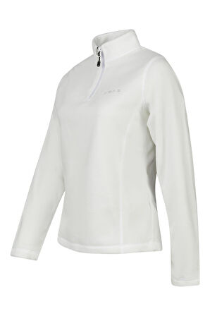 2AS Camila Kadın Yarım Fermuarlı İnce Polar Sweatshirt Beyaz