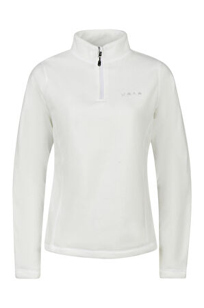2AS Camila Kadın Yarım Fermuarlı İnce Polar Sweatshirt Beyaz