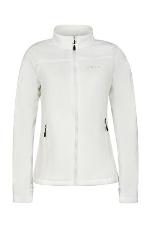 2AS Cara Kadın Tam Fermuarlı İnce Polar Sweatshirt Beyaz