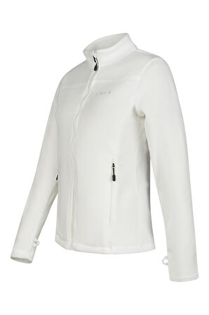 2AS Cara Kadın Tam Fermuarlı İnce Polar Sweatshirt Beyaz