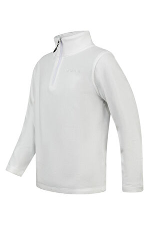 2AS Clara Çocuk Yarım Fermuarlı İnce Polar Sweatshirt Beyaz