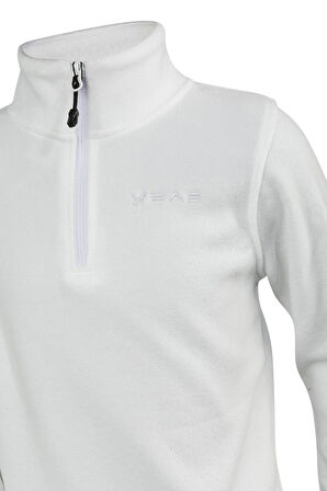 2AS Clara Çocuk Yarım Fermuarlı İnce Polar Sweatshirt Beyaz
