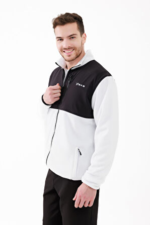 2AS Cliff Erkek Parçalı İnce Polar Sweatshirt Beyaz