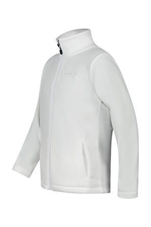 2AS Crystal Çocuk Tam Fermuarlı İnce Polar Sweatshirt Beyaz