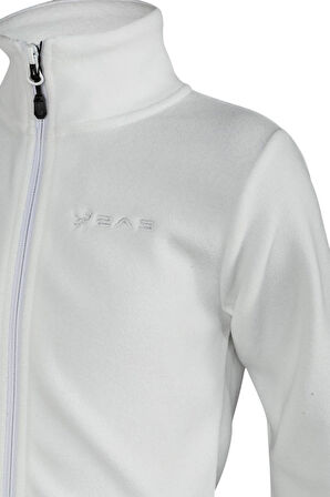 2AS Crystal Çocuk Tam Fermuarlı İnce Polar Sweatshirt Beyaz