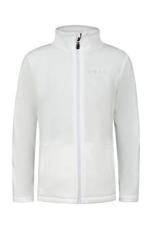 2AS Crystal Çocuk Tam Fermuarlı İnce Polar Sweatshirt Beyaz