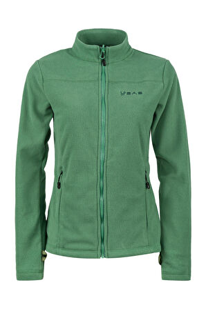2AS Cara Kadın Tam Fermuarlı İnce Polar Sweatshirt Yeşil