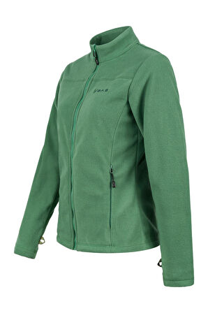 2AS Cara Kadın Tam Fermuarlı İnce Polar Sweatshirt Yeşil