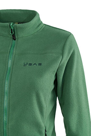 2AS Cara Kadın Tam Fermuarlı İnce Polar Sweatshirt Yeşil
