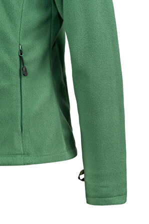 2AS Cara Kadın Tam Fermuarlı İnce Polar Sweatshirt Yeşil