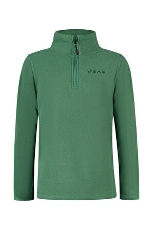 2AS Clara Çocuk Yarım Fermuarlı İnce Polar Sweatshirt Yeşil