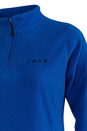 2AS Camila Kadın Yarım Fermuarlı İnce Polar Sweatshirt Mavi