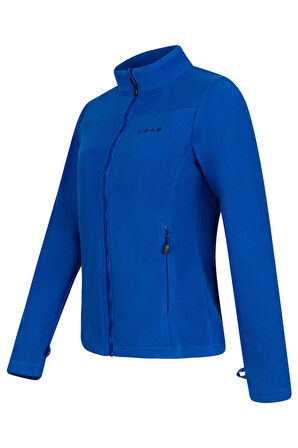 2AS Cara Kadın Tam Fermuarlı İnce Polar Sweatshirt Mavi