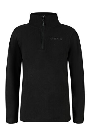 2AS Clara Çocuk Yarım Fermuarlı İnce Polar Sweatshirt Siyah
