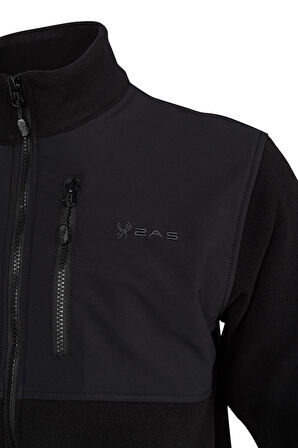 2AS Cliff Erkek Parçalı İnce Polar Sweatshirt Siyah