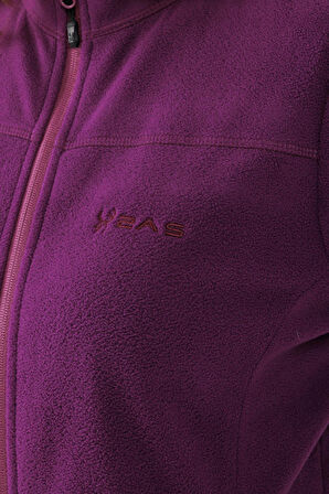 2AS Cara Kadın Tam Fermuarlı İnce Polar Sweatshirt Mor