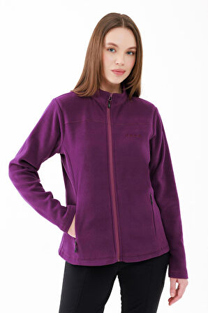 2AS Cara Kadın Tam Fermuarlı İnce Polar Sweatshirt Mor