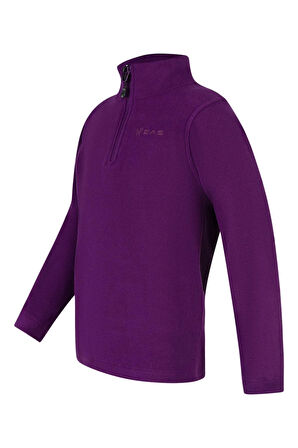Clara Çocuk Yarım Fermuarlı İnce Polar Sweatshirt Mor