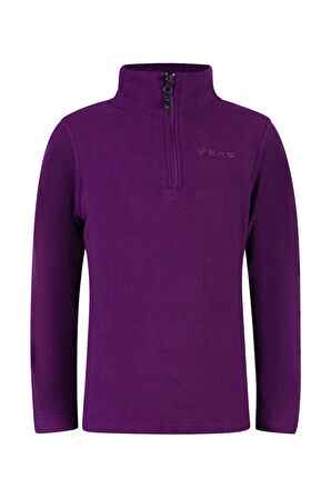 Clara Çocuk Yarım Fermuarlı İnce Polar Sweatshirt Mor