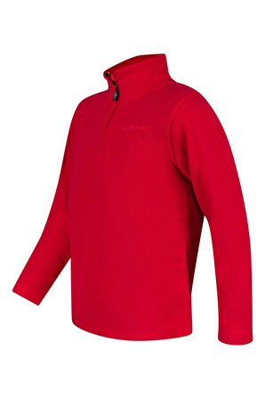 Clara Çocuk Yarım Fermuarlı İnce Polar Sweatshirt Kırmızı