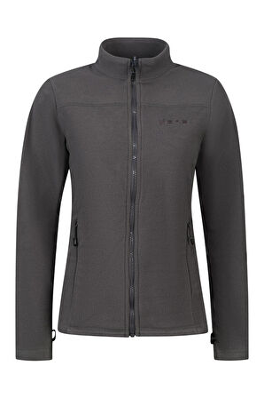 2AS Cara Kadın Tam Fermuarlı İnce Polar Sweatshirt Antrasit