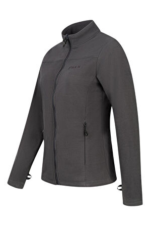 2AS Cara Kadın Tam Fermuarlı İnce Polar Sweatshirt Antrasit