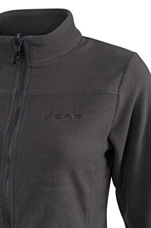 2AS Cara Kadın Tam Fermuarlı İnce Polar Sweatshirt Antrasit