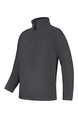 2AS Clara Çocuk Yarım Fermuarlı İnce Polar Sweatshirt Antrasit