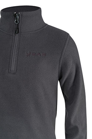 2AS Clara Çocuk Yarım Fermuarlı İnce Polar Sweatshirt Antrasit