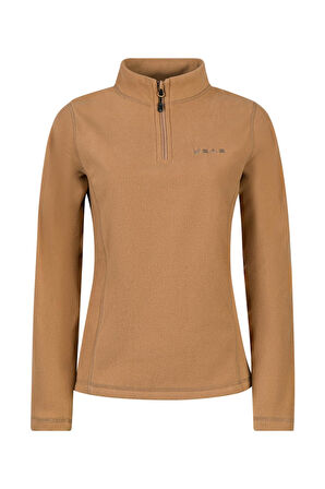 2AS Camila Kadın Yarım Fermuarlı İnce Polar Sweatshirt Camel
