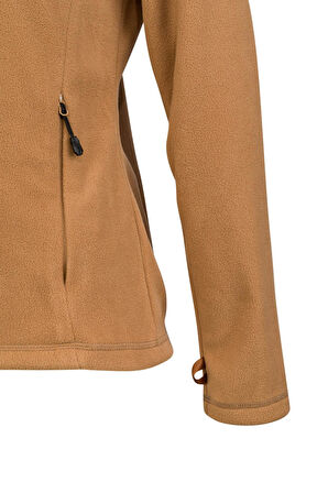 2AS Cara Kadın Tam Fermuarlı İnce Polar Sweatshirt Camel