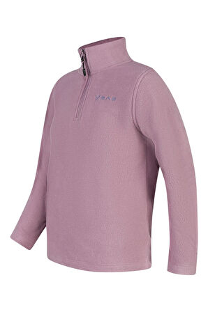 Clara Çocuk Yarım Fermuarlı İnce Polar Sweatshirt Lila