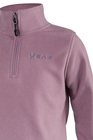 Clara Çocuk Yarım Fermuarlı İnce Polar Sweatshirt Lila
