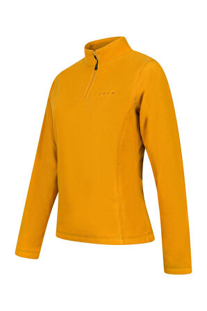 2AS Camila Kadın Yarım Fermuarlı İnce Polar Sweatshirt Hardal