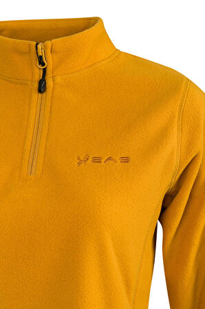 2AS Camila Kadın Yarım Fermuarlı İnce Polar Sweatshirt Hardal