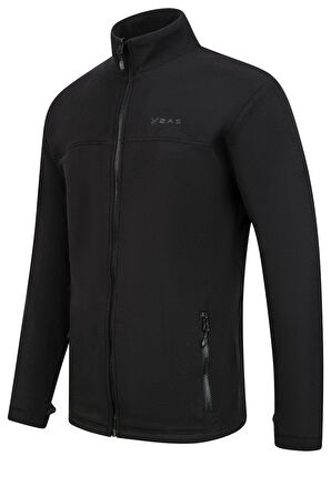 2as Chestert Erkek Tam Fermuarlı İnce Polar Sweatshırt Siyah
