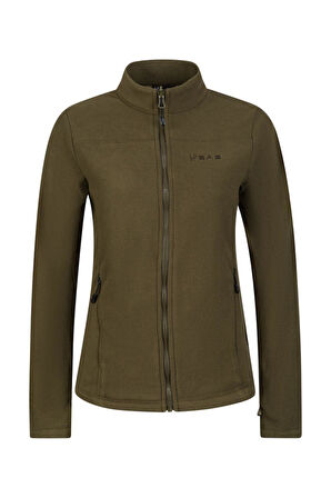 2AS Cara Kadın Tam Fermuarlı İnce Polar Sweatshirt Haki