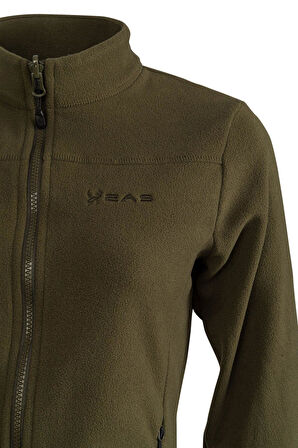 2AS Cara Kadın Tam Fermuarlı İnce Polar Sweatshirt Haki