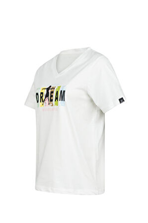 2AS Alone Baskılı V Yaka Kadın T-Shirt 404