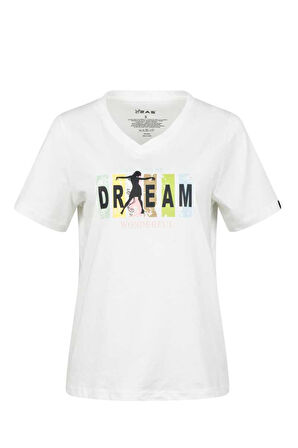 2AS ALONE BASKILI V YAKA KADIN T-SHİRT 404