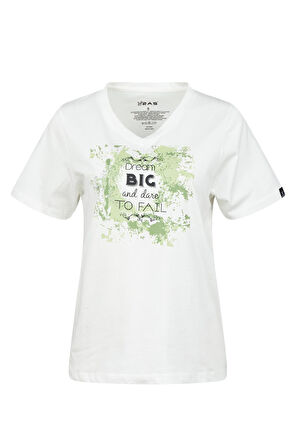 2AS Alone Baskılı V Yaka Kadın T-Shirt 405