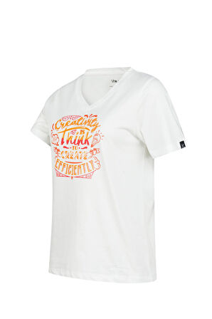 2AS Alone Baskılı V Yaka Kadın T-Shirt 411