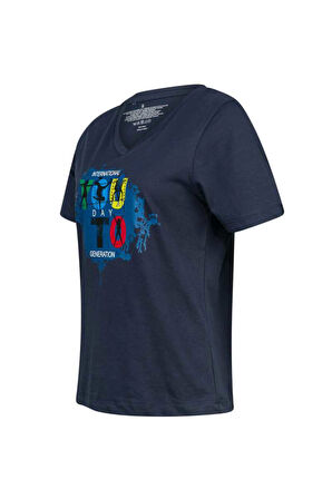 2AS ALONE BASKILI V YAKA KADIN T-SHİRT 403