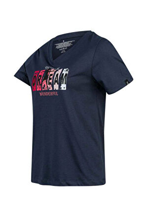 2AS ALONE BASKILI V YAKA KADIN T-SHİRT 404