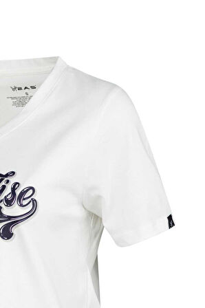 2AS ALONE BASKILI V YAKA KADIN T-SHİRT 406