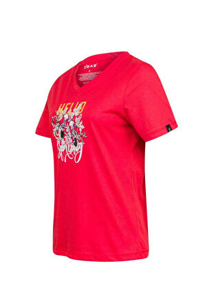 2AS ALONE BASKILI V YAKA KADIN T-SHİRT 402