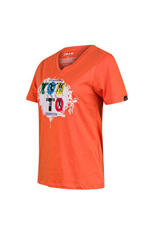 2AS ALONE BASKILI V YAKA KADIN T-SHİRT 403