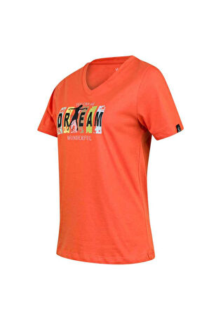 2AS ALONE BASKILI V YAKA KADIN T-SHİRT 404