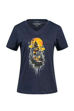 2AS ALONE BASKILI V YAKA KADIN T-SHİRT 413